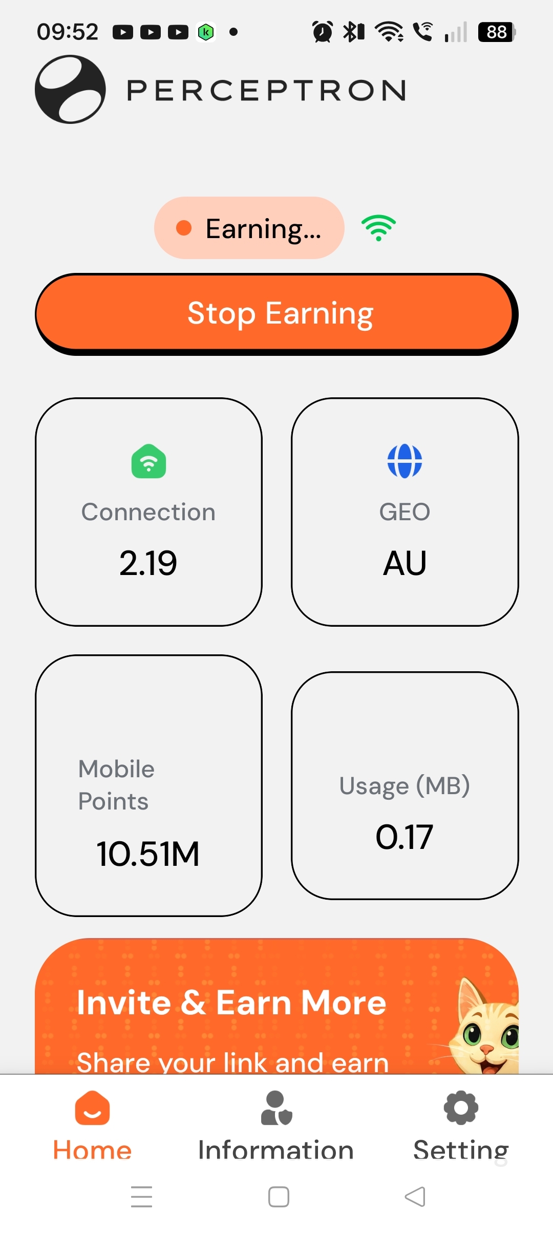 Perceptron mobile app dashboard